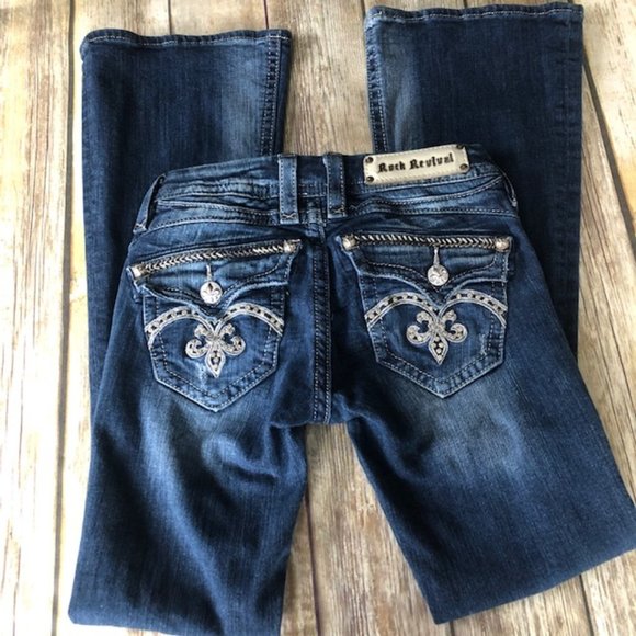 Rock Revival Denim - ROCK REVIVAL SASHA FLARE STRETCH JEANS SIZE 26